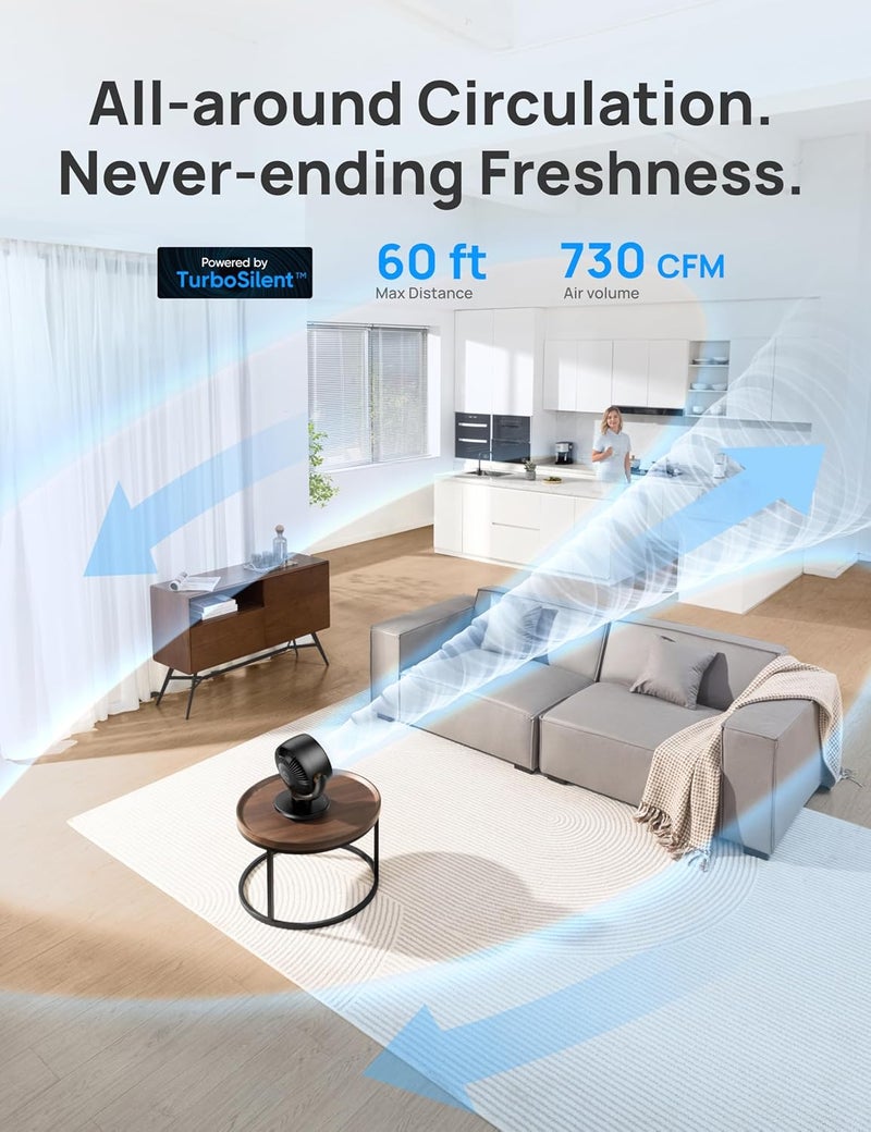 Dreo Fan for Bedroom, Desk Air Circulator Fan with Remote, 11 Inch Table Fans for Whole Room, 60ft Powerful Airflow, 120° Vertical Manual +90° Oscillating, 4 Speeds, 8H Timer, Quiet Fan, Home - Image 3